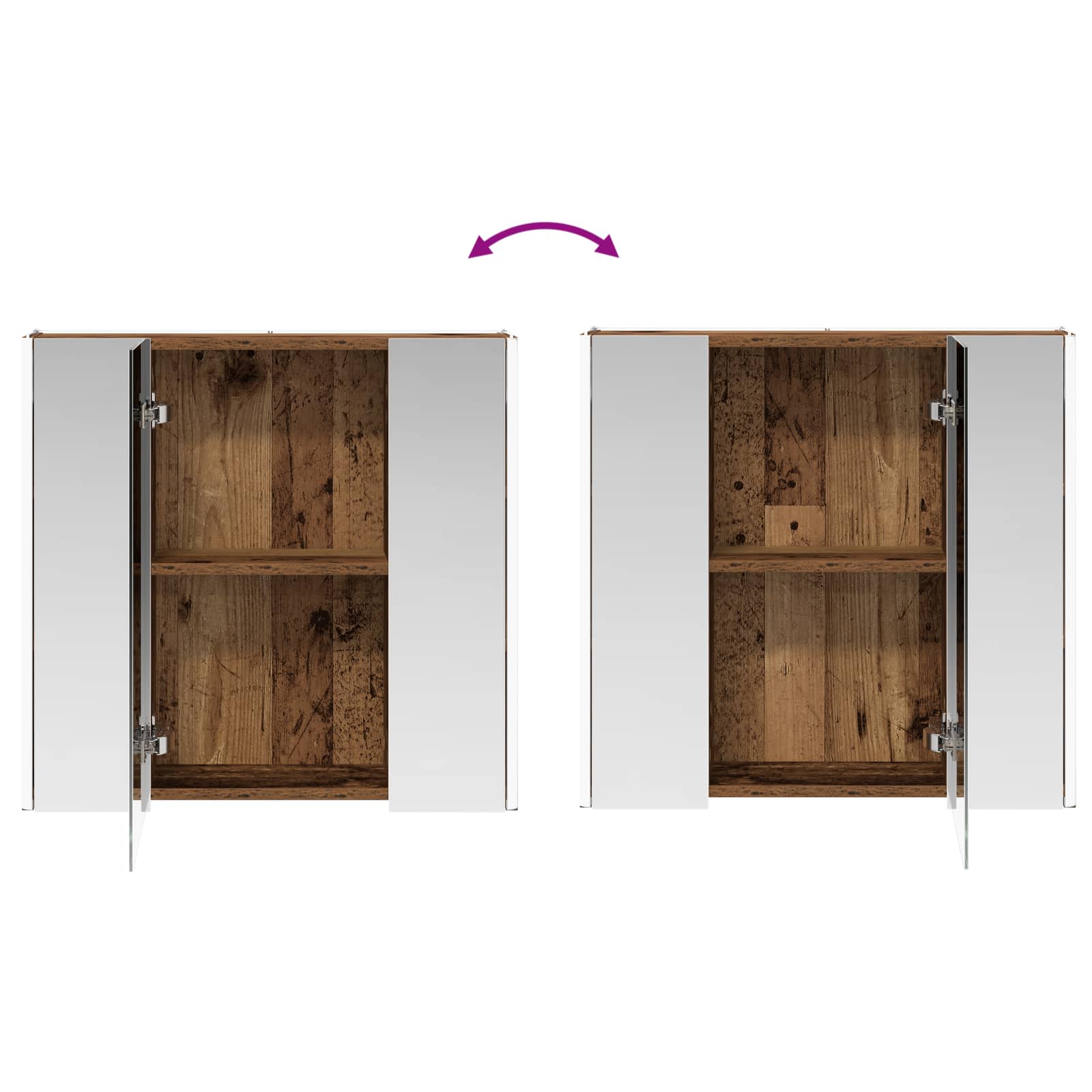 Koupelnová zrcadlová skříň Staré dřevo 63,5 x 15,5 x 60,5 cm - obrázek 12