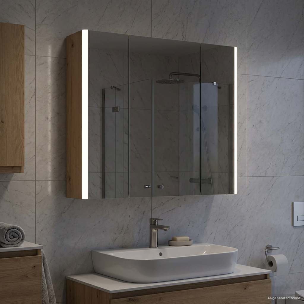 vidaXL Dulap cu oglindă pentru baie Stejar artizanal