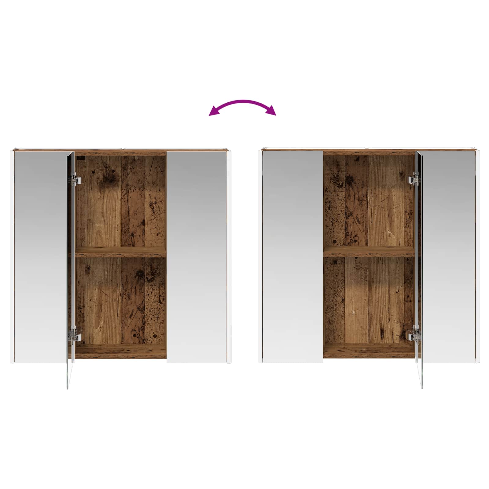 Koupelnová zrcadlová skříň Staré dřevo 73.5 x 15.5 x 70 cm - obrázek 12