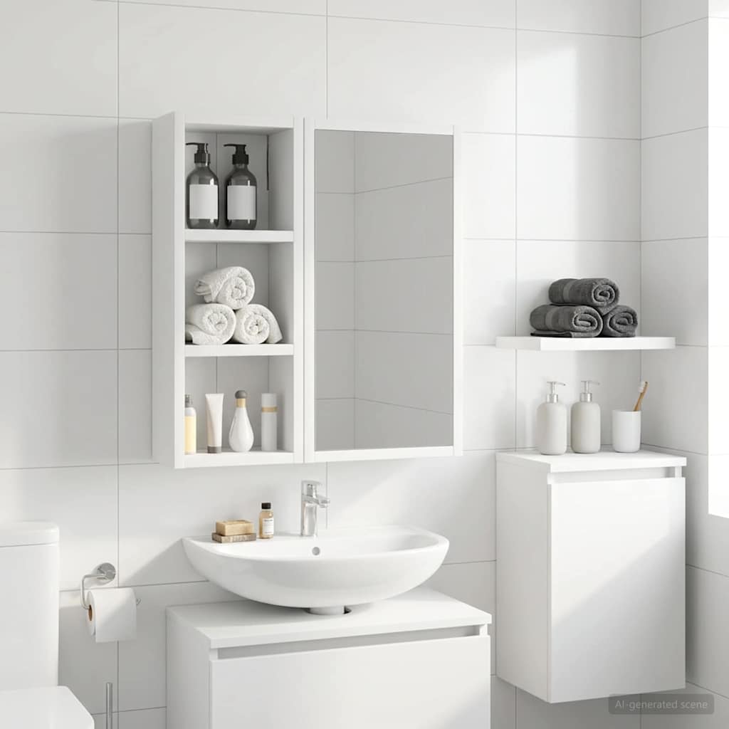 vidaXL Badrumsväggskåp Vit 20 x 10 x 50 cm Konstruerat trä
