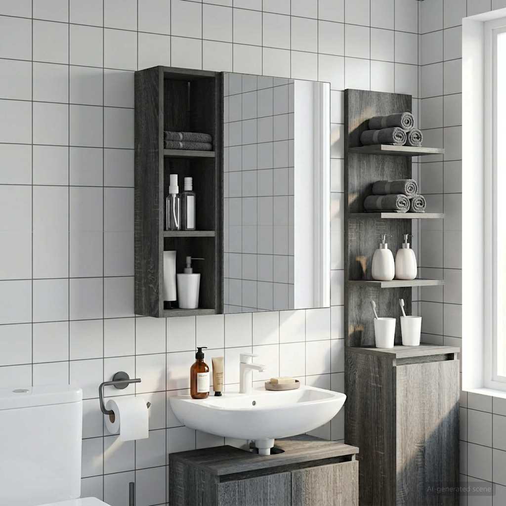 vidaXL Badrumsväggskåp Grå Sonoma 20 x 14 x 70 cm Konstruerat trä