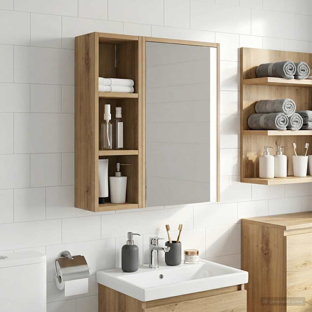 vidaXL Dulap de perete pentru baie Stejar artizanal 20 x 16 x 62,5 cm