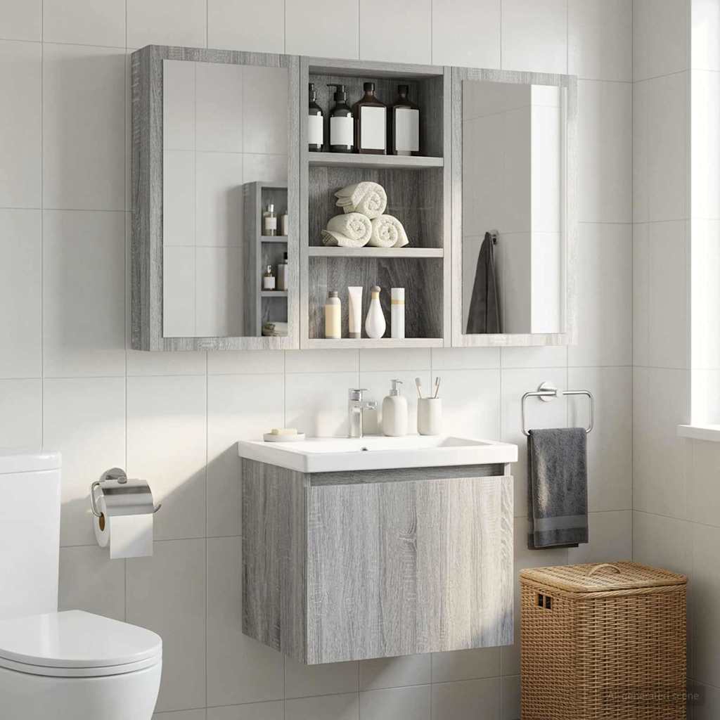 vidaXL Badrumsväggskåp Grå Sonoma 30 x 10 x 50 cm Konstruerat trä