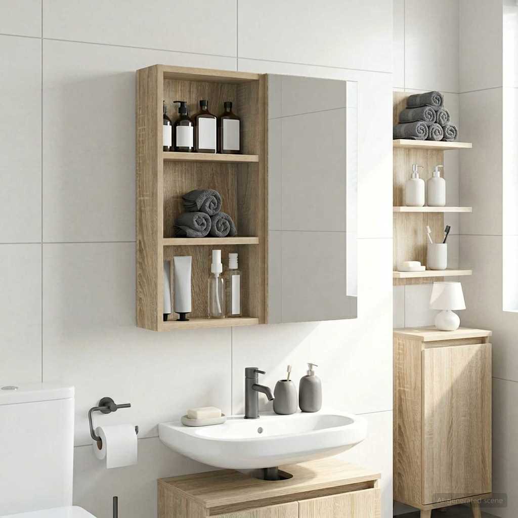 vidaXL Dulap de perete pentru baie Stejar Sonoma 30 x 10 x 60,5 cm