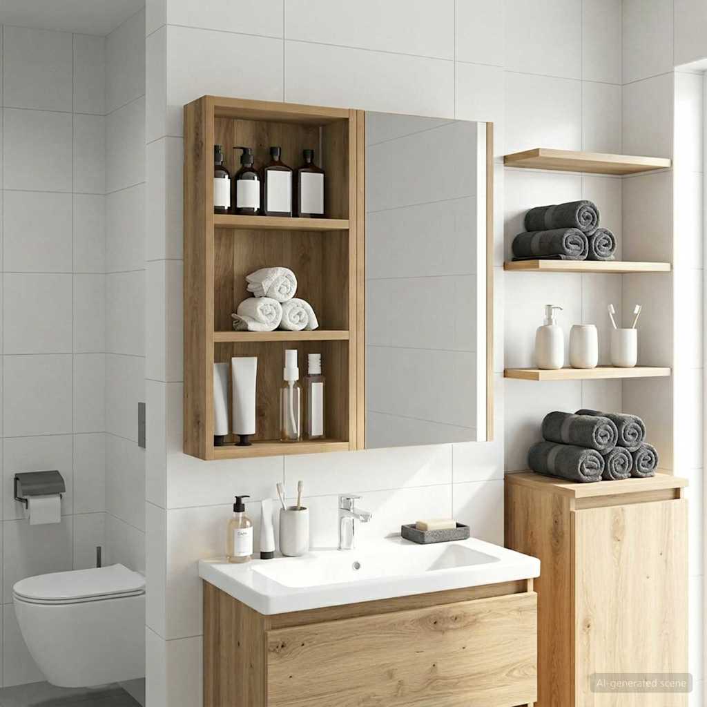 Koupelnová nástěnná skříňka Umělecký dub 30 x 10 x 60,5 cm - obrázek 4