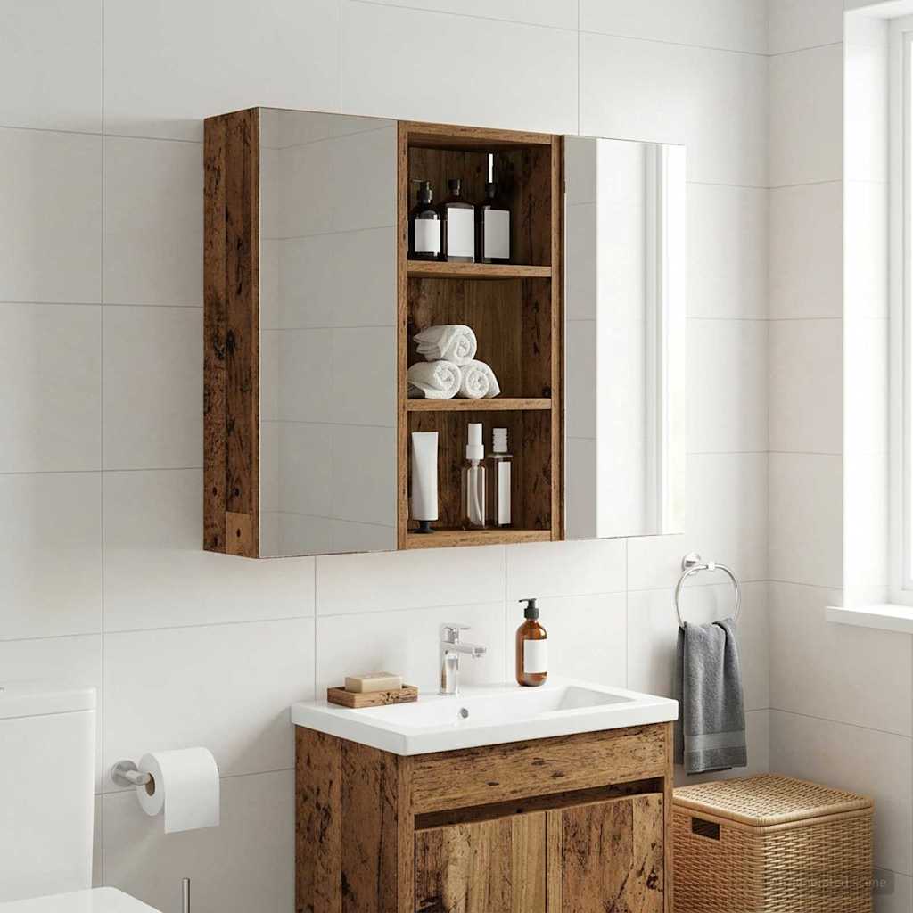 vidaXL Dulap de perete pentru baie Lemn vechi 30 x 16 x 62,5 cm