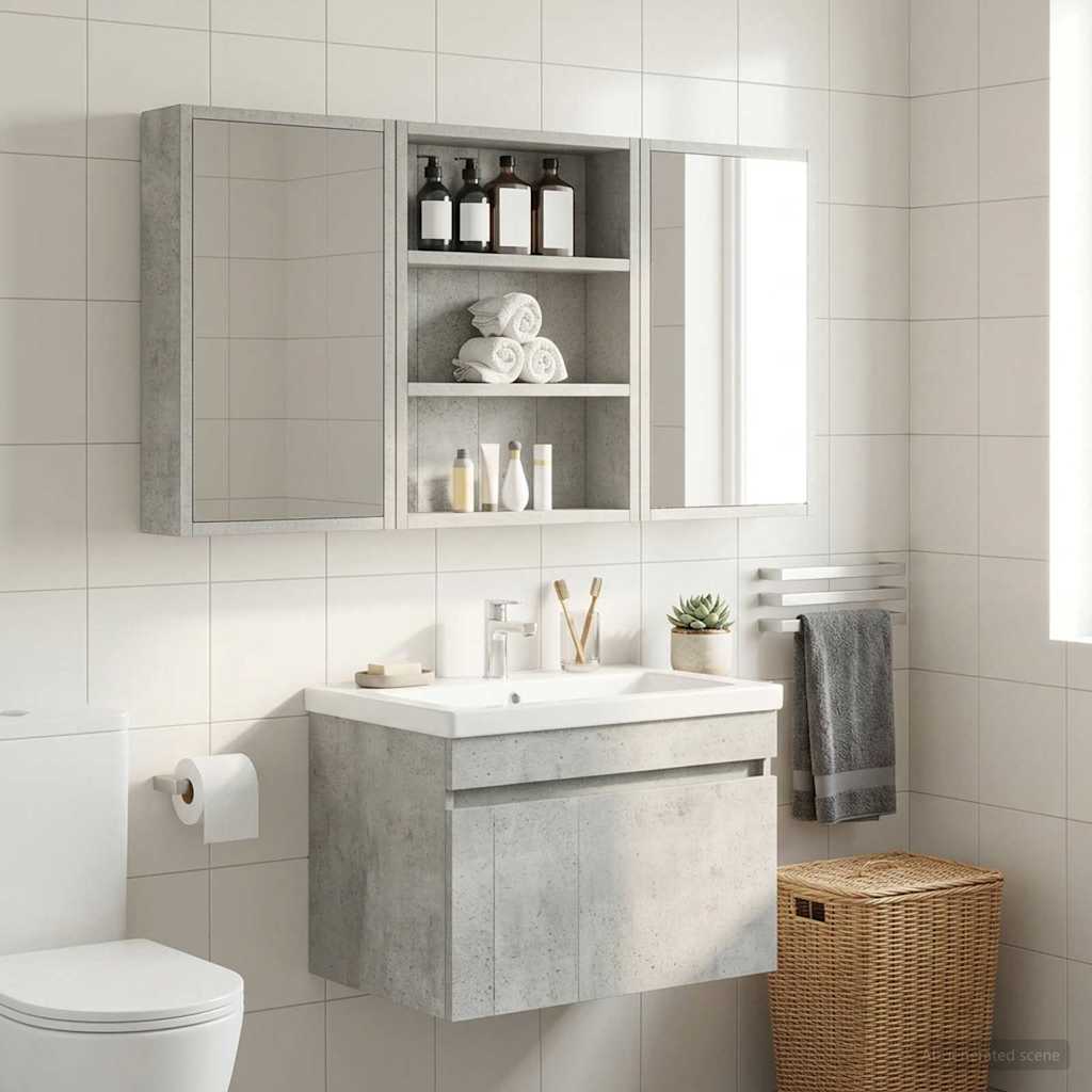 Koupelnová nástěnná skříňka Betonově Šedá 40 x 10 x 50 cm - obrázek 5