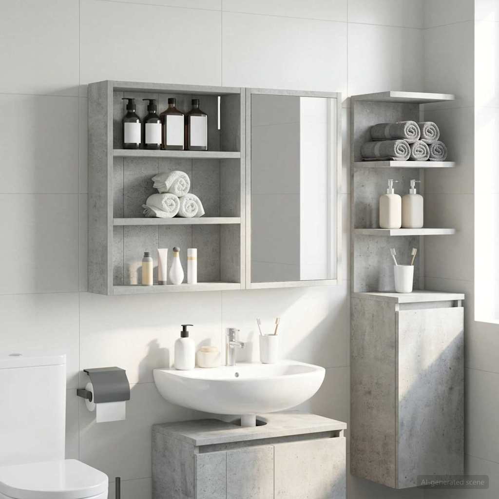 vidaXL Badrumsväggskåp BetongGrå 40 x 10 x 50 cm Konstruerat trä