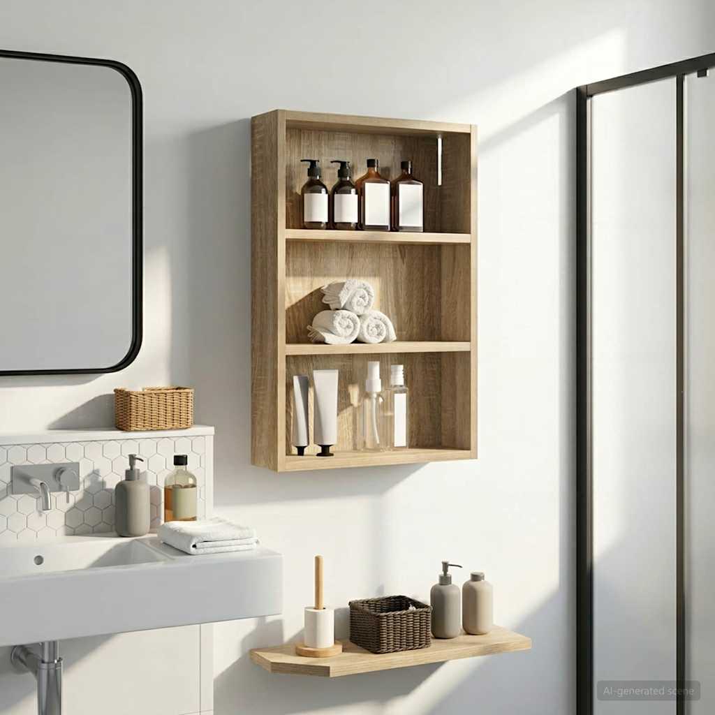 vidaXL Badrumsväggskåp Sonoma-ek 40 x 10 x 60,5 cm Konstruerat trä