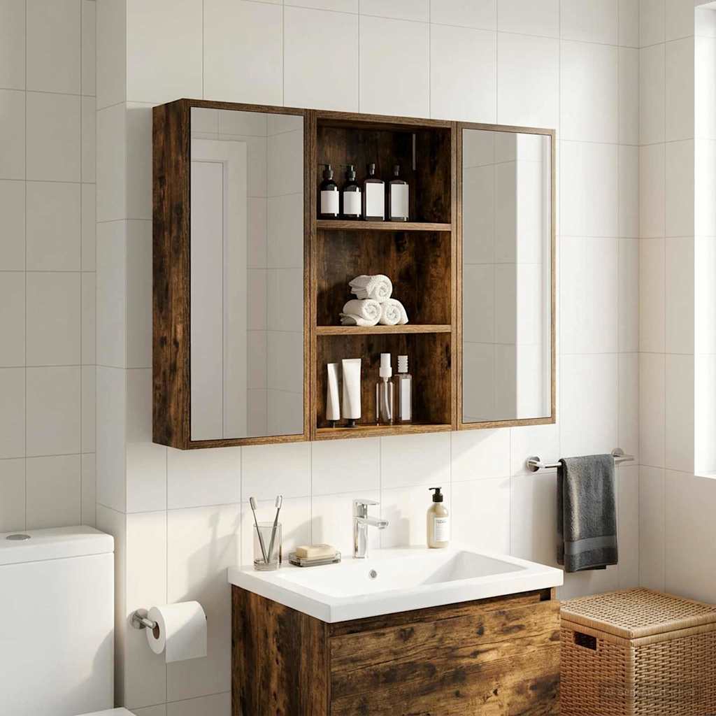 vidaXL Badrumsväggskåp Rökt Ek 40 x 14 x 70 cm Konstruerat trä