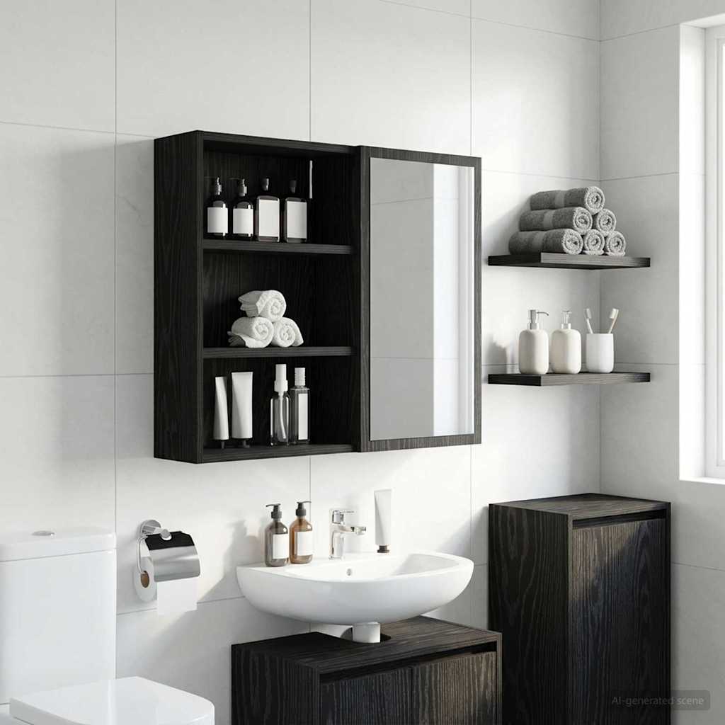 vidaXL Dulap de perete pentru baie Stejar Negru 40 x 16 x 62,5 cm
