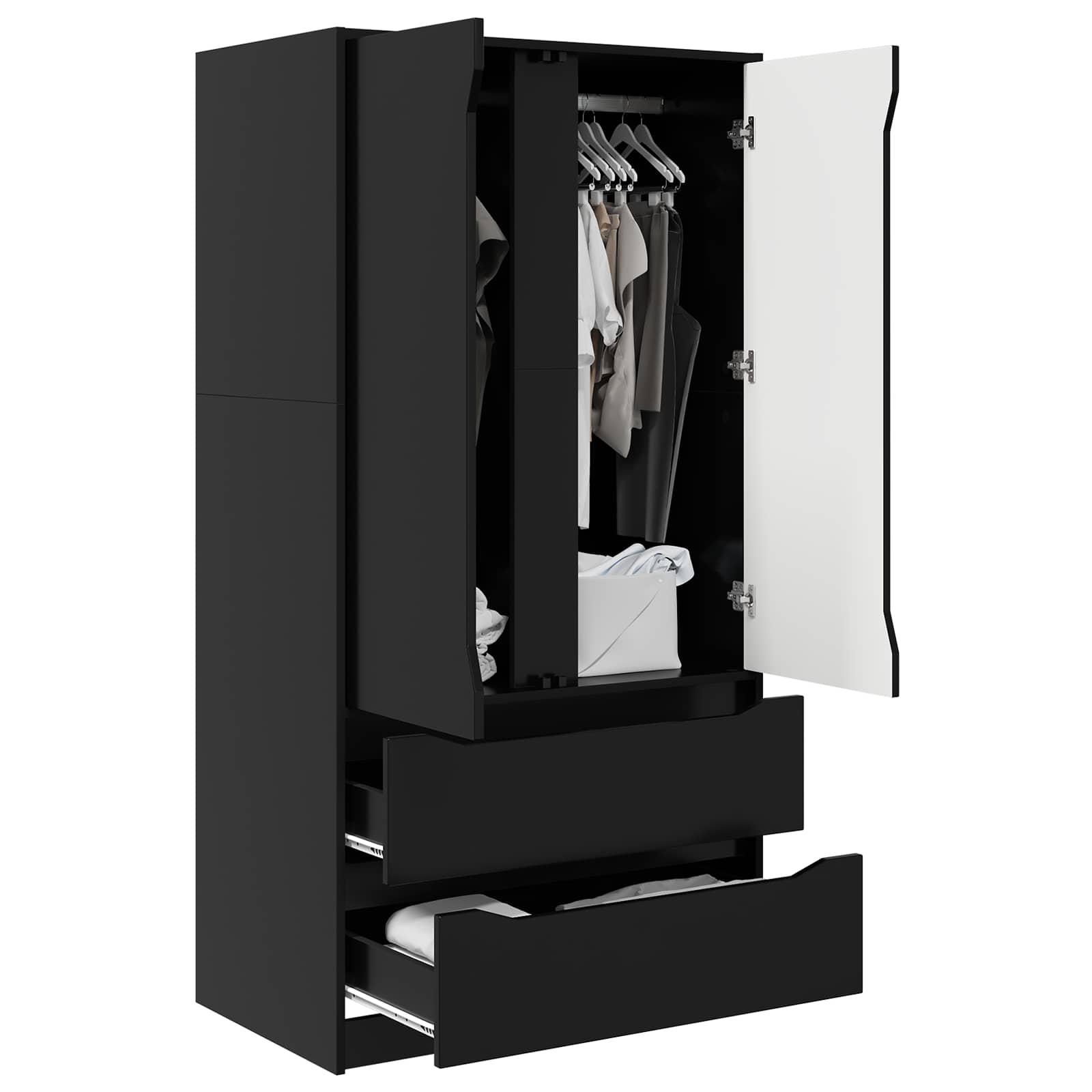 Kleiderschrank mit Tür Schwarz 79,5 x 49 x 156 cm Holzwerkstoff – Ansicht 3