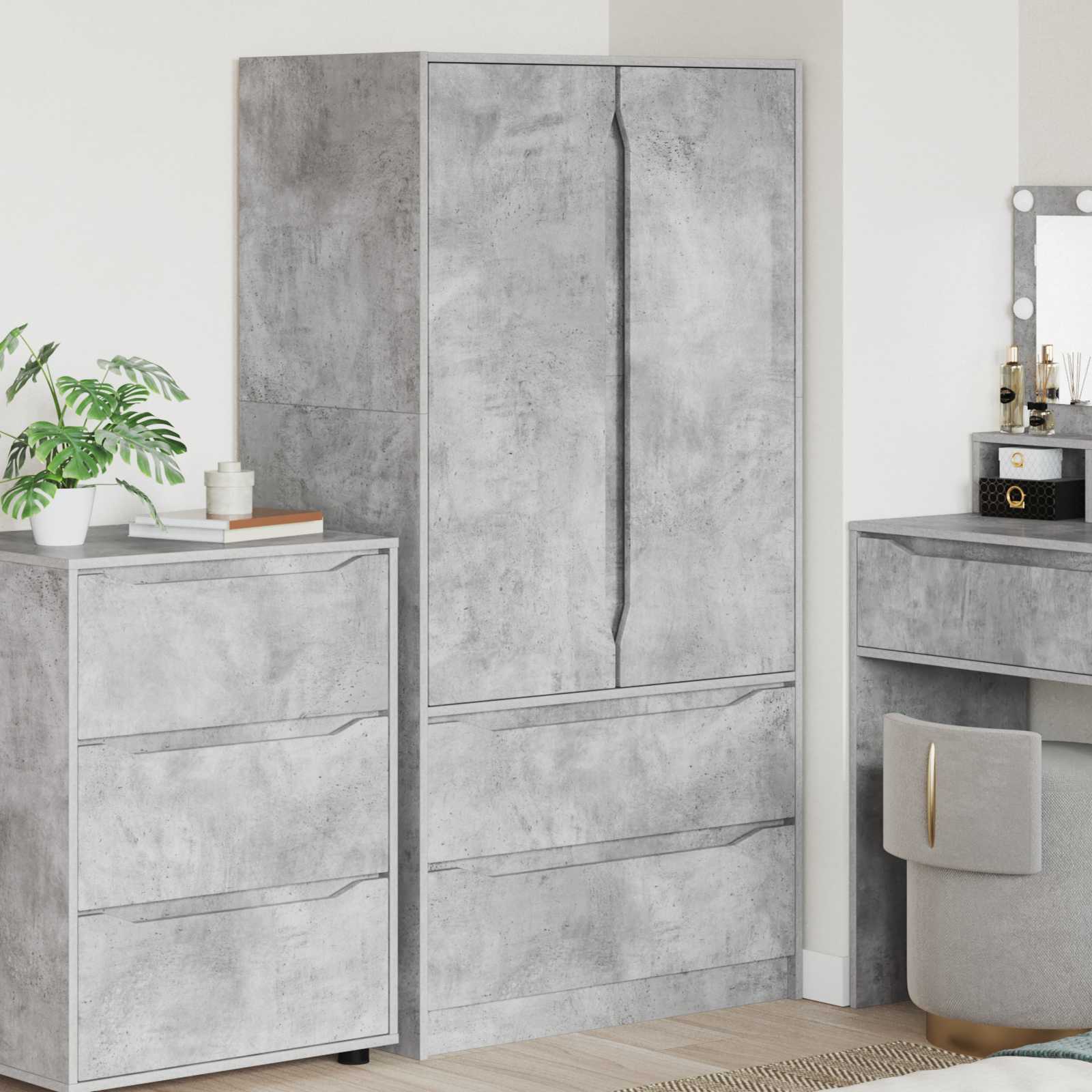 vidaXL Vaatekaappi Betoni Harmaa 79,5 x 49 x 156 cm Käsitelty puu