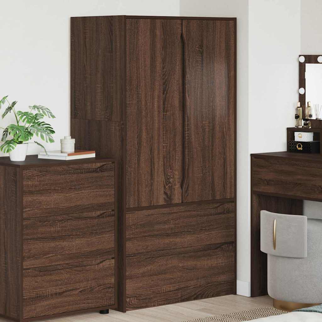 vidaXL Badezimmerschrank mit Tür Braun Eichen-Optik 79,5 x 49 x 156 cm