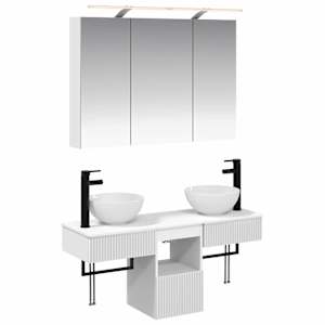 Komplet omaric za kopalnico 4 pcs Bela 100 x 14,5 x 70 cm
