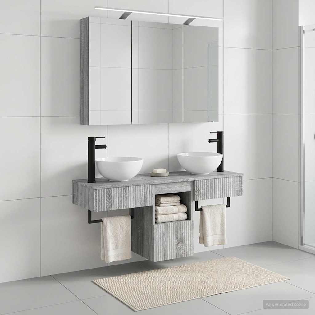  Σετ Ντουλαπιών Μπάνιου 4 pcs Γκρι Sonoma 100 x 14,5 x 70 εκ V-3406260
