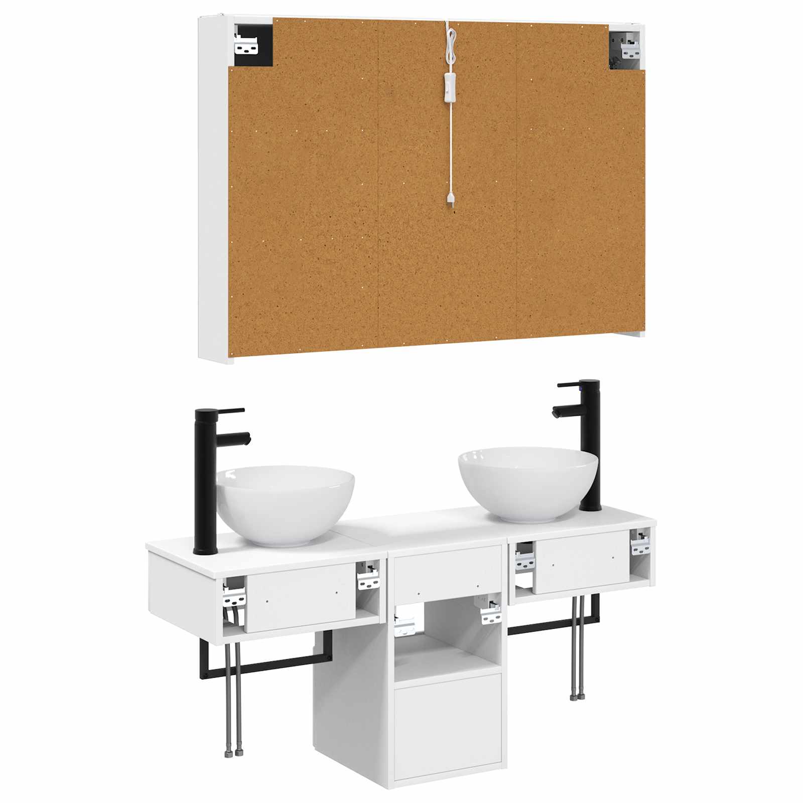 Komplet omaric za kopalnico 4 pcs Bela 103,5 x 15,5 x 70 cm - slika 6
