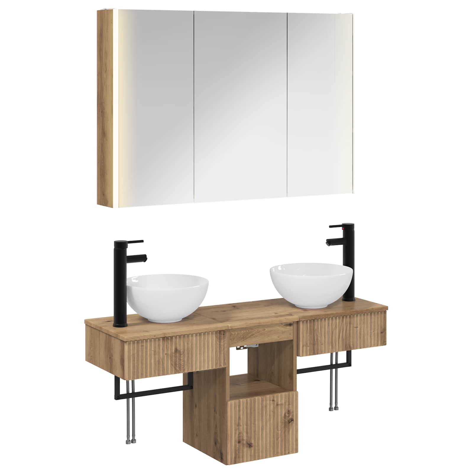 vidaXL Badezimmerschrank-Set 4 pcs Artisan-Eiche 103,5 x 15,5 x 70 cm – Bild 2