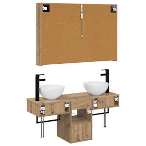 Sada koupelnových skříněk 4 pcs Dub artisan - obrázek 8