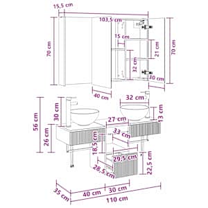 Sada koupelnových skříněk 4 pcs Dub artisan - obrázek 14