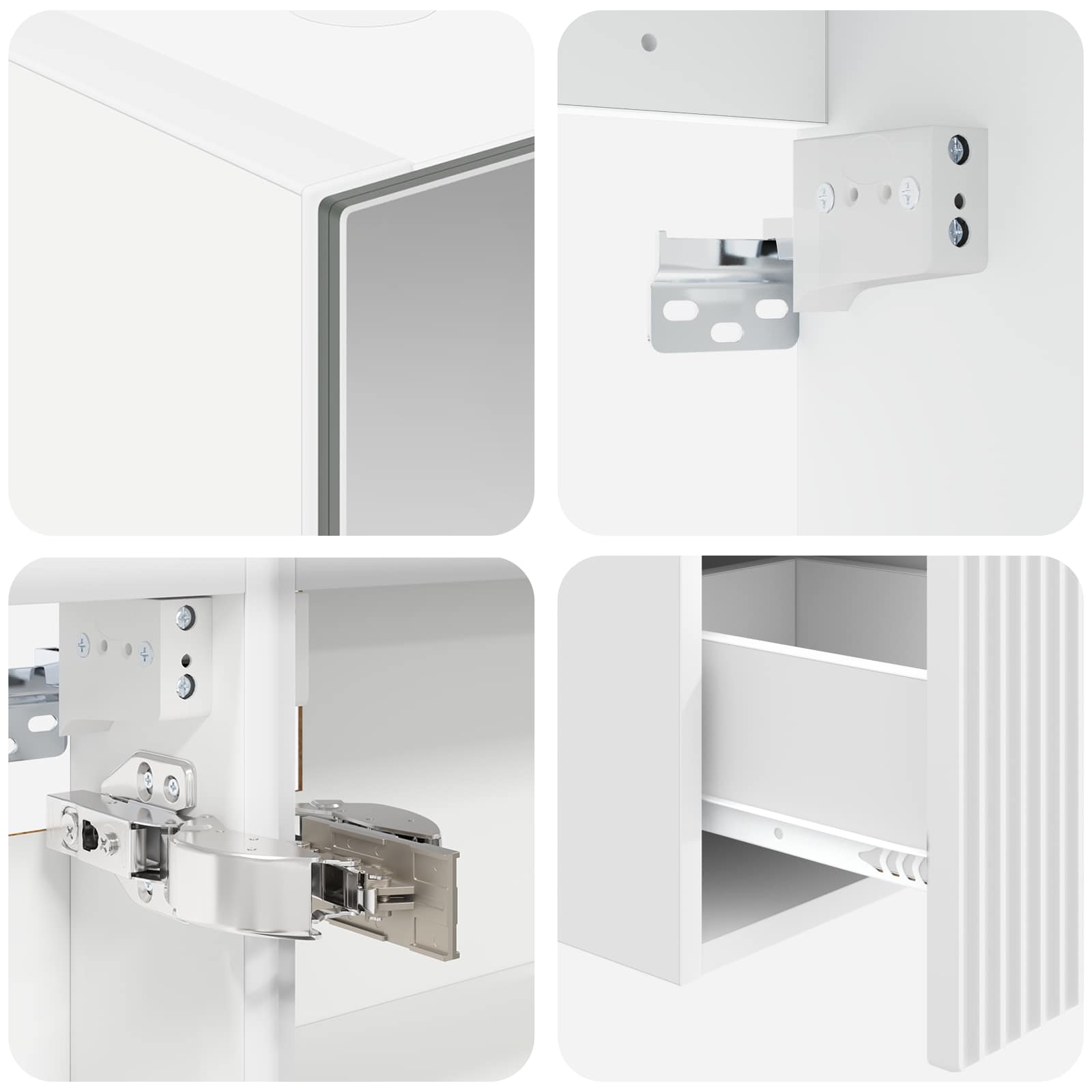 Badkamerkastenset 5 pcs Wit 40 x 10,5 x 60,5 cm Bewerkt hout - Afbeelding 9