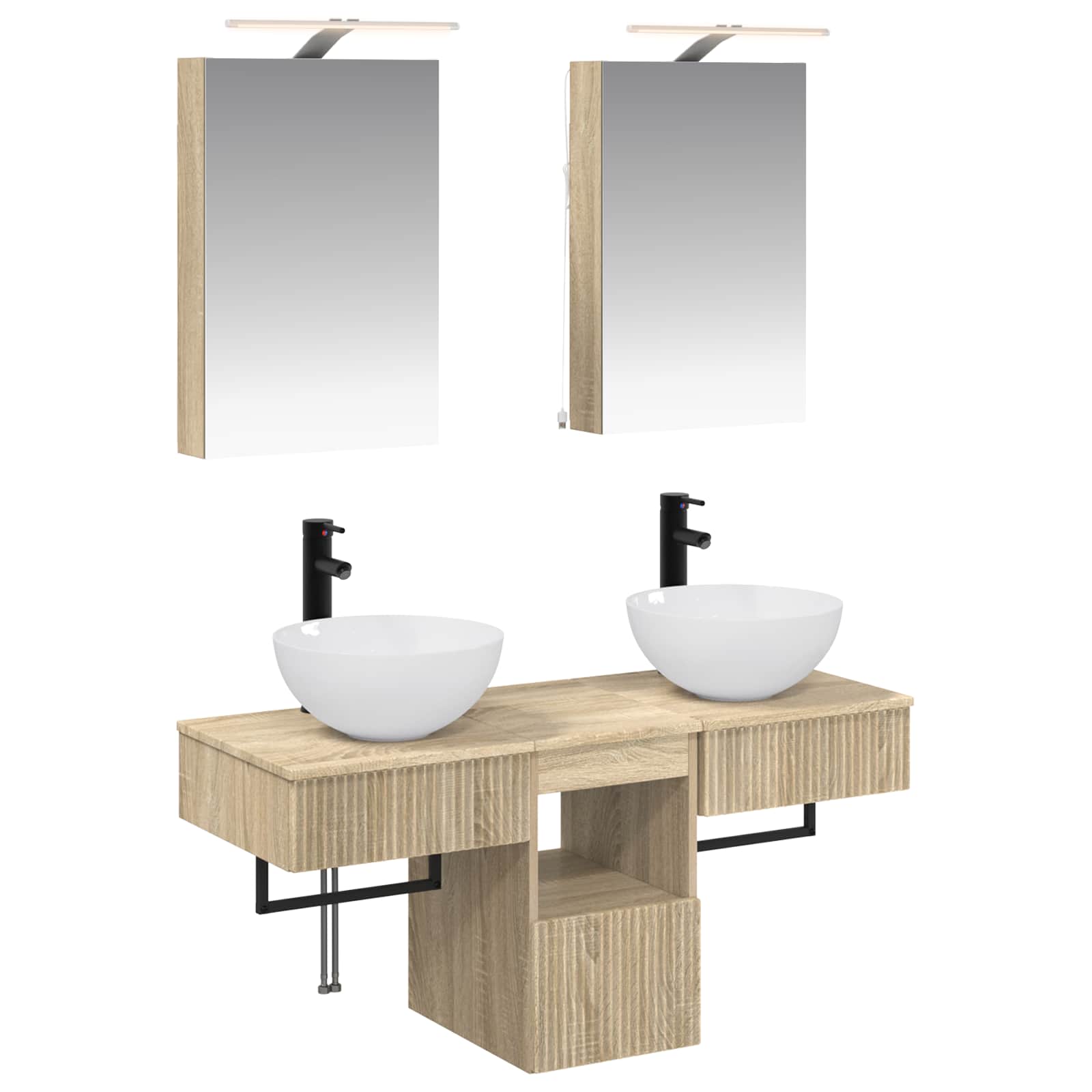 Комплект шкафове за баня 5 pcs Дъб сонома 40 x 10,5 x 60,5 см – изображение 2