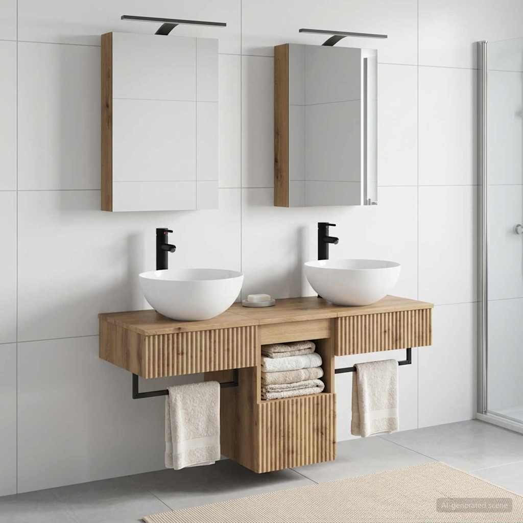 vidaXL Badezimmerschrank-Set 5 pcs Artisan-Eiche 40 x 10,5 x 60,5 cm