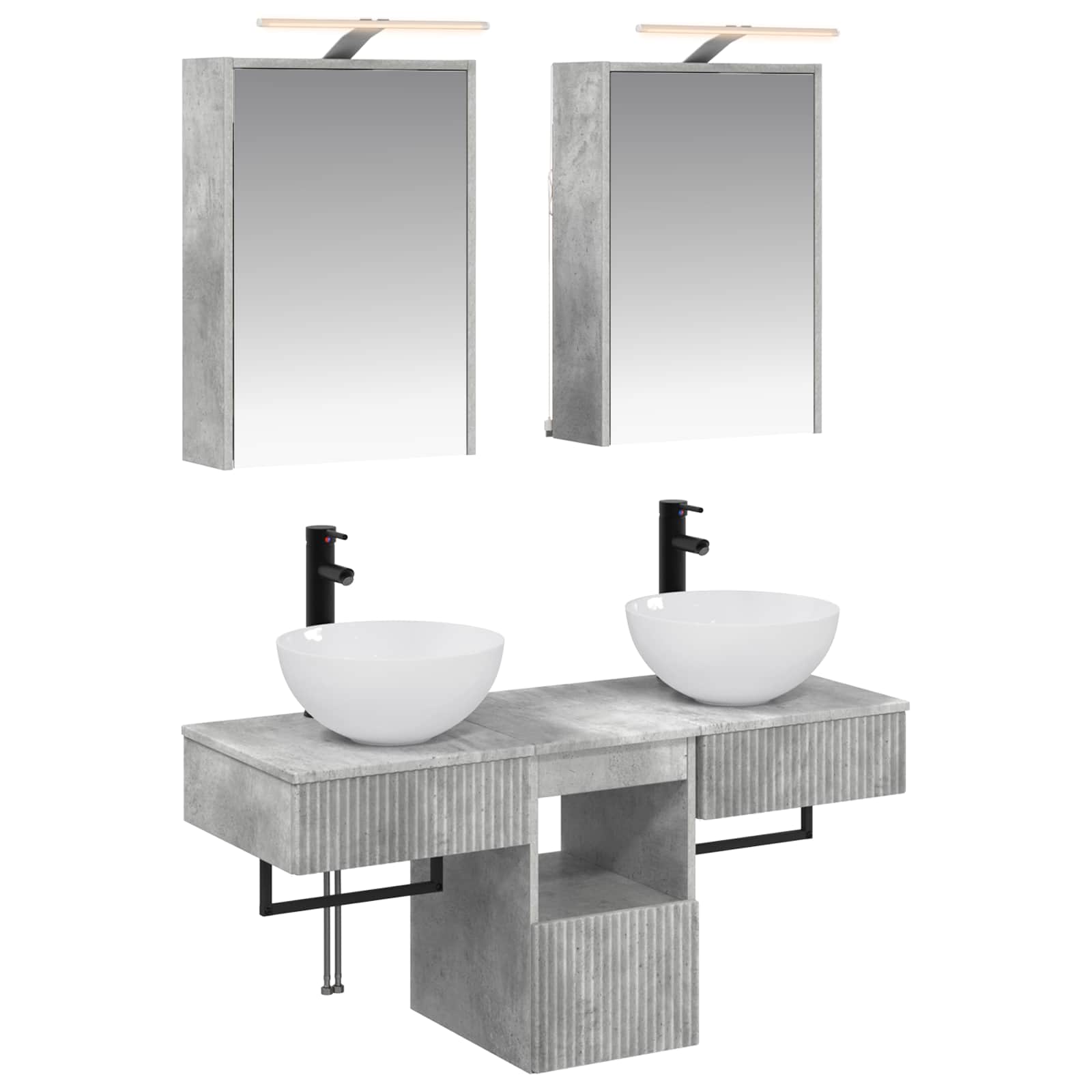 Комплект шкафове за баня 5 pcs Бетонно сиво 43 x 16 x 62,5 см – изображение 2