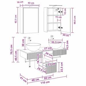 Sada koupelnových skříněk 5 pcs Betonově šedá 43 x 16 x 62,5 cm - obrázek 14