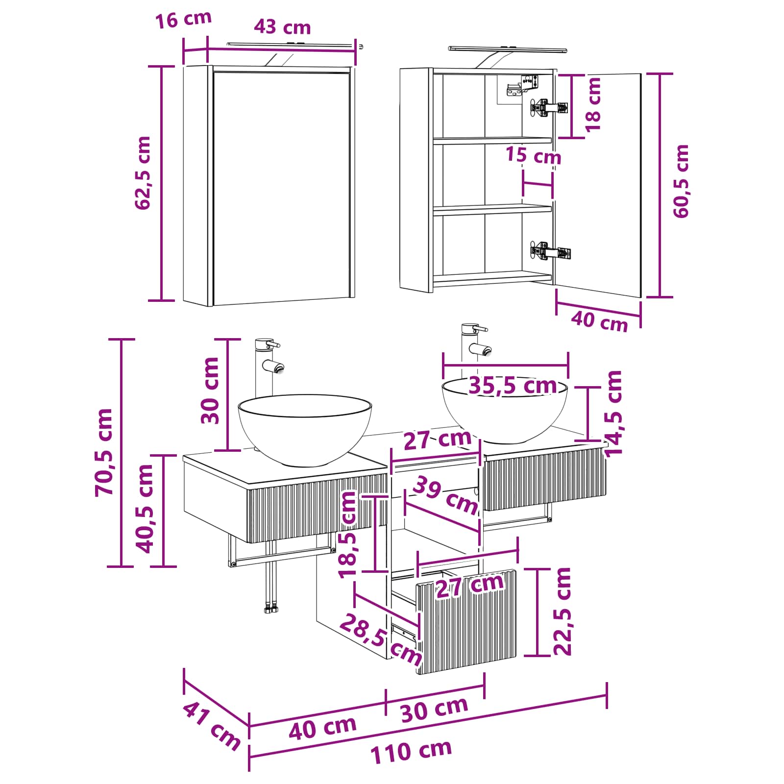 vidaXL Badezimmerschrank-Set 5 pcs Artisan-Eiche 43 x 16 x 62,5 cm – Bild 7