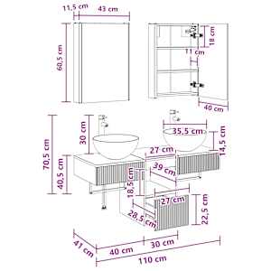 Sada koupelnových skříněk 5 pcs Dub artisan 43 x 11,5 x 60,5 cm - obrázek 14