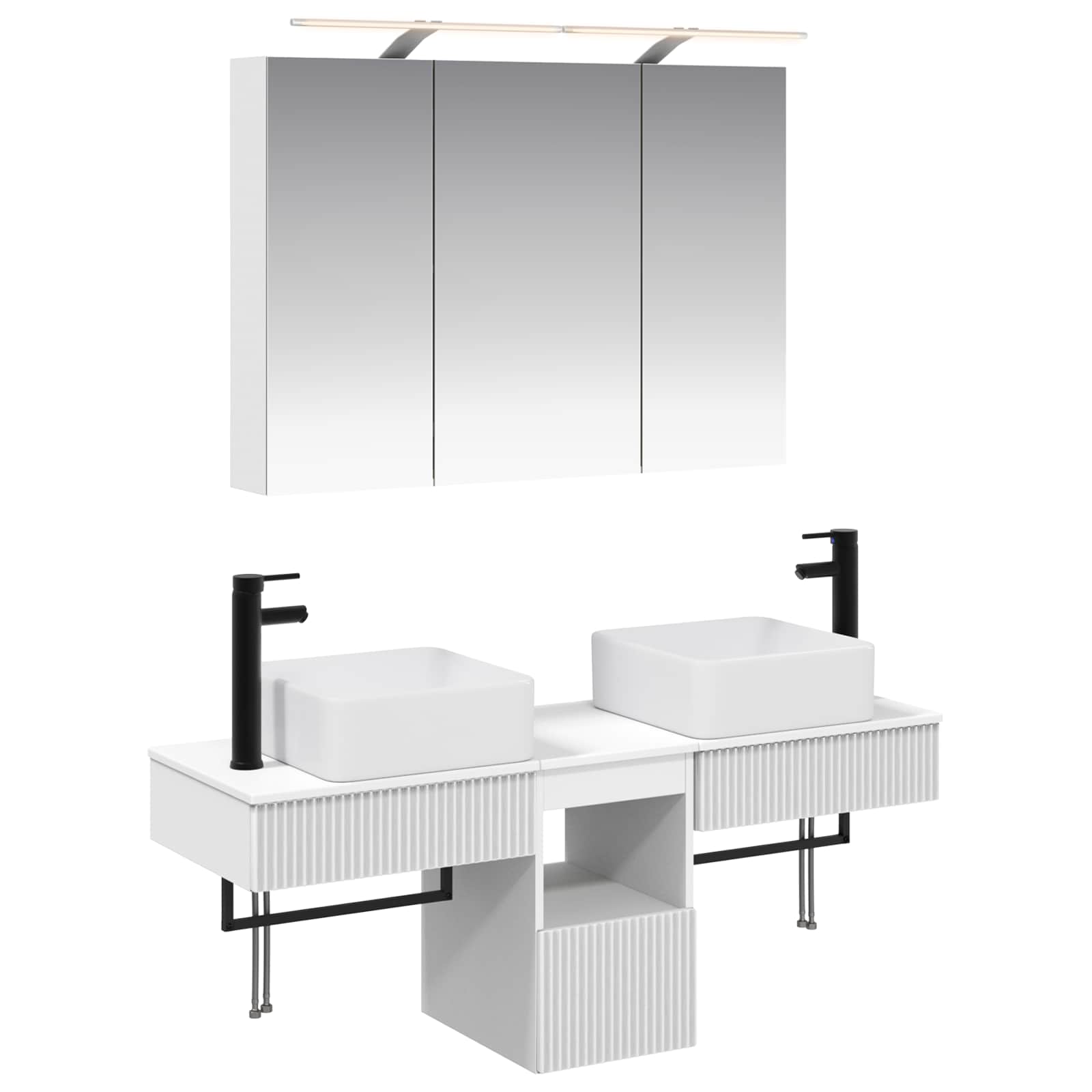 Комплект шкафове за баня 4 pcs Бяло 100 x 14,5 x 70 см – изображение 2