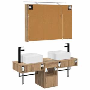 Sada koupelnových skříněk 4 pcs Dub artisan 100 x 14,5 x 70 cm - obrázek 8
