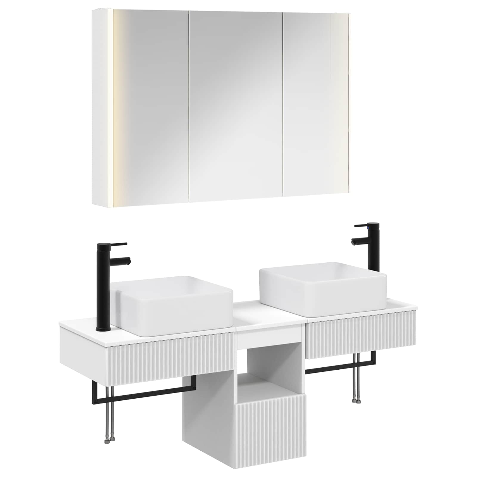 Комплект шкафове за баня 4 pcs Бяло 103,5 x 15,5 x 70 см – изображение 2