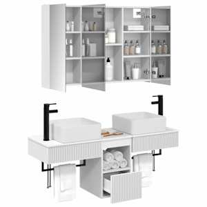 Sada koupelnových skříněk 4 pcs Bílá 103,5 x 15,5 x 70 cm - obrázek 3