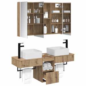 Sada koupelnových skříněk 4 pcs Dub artisan - obrázek 3