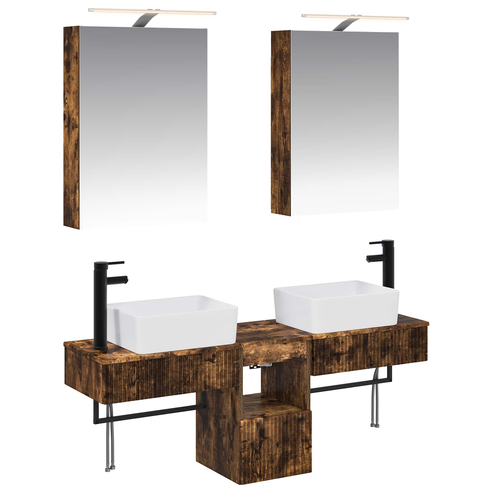 Комплект шкафове за баня 5 pcs Опушен дъб 50 x 14,5 x 70 см – изображение 2