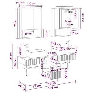 Sada koupelnových skříněk 5 pcs Bílá 50 x 14,5 x 70 cm - obrázek 14