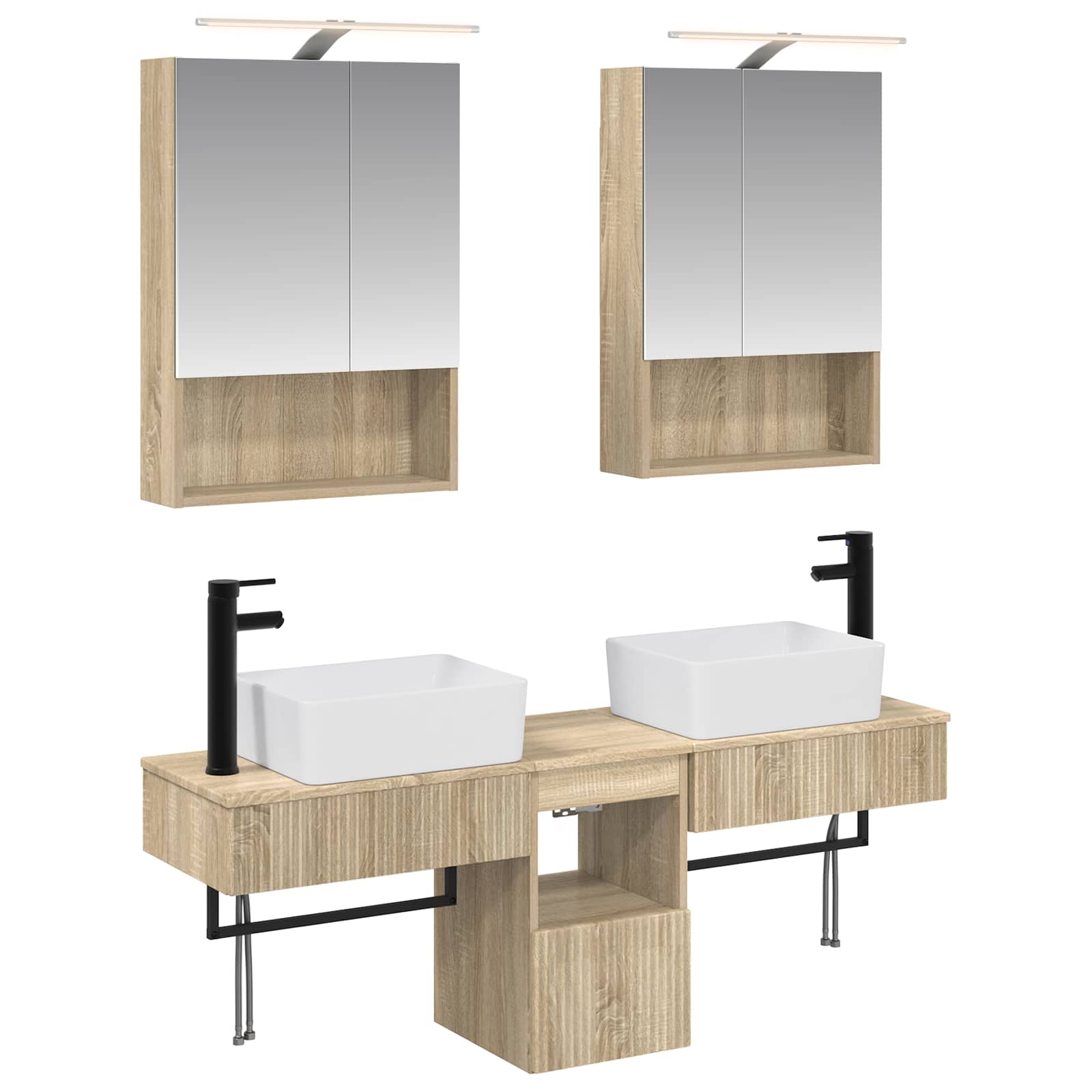 Комплект шкафове за баня 5 pcs Дъб сонома 50 x 14,5 x 70 см – изображение 2
