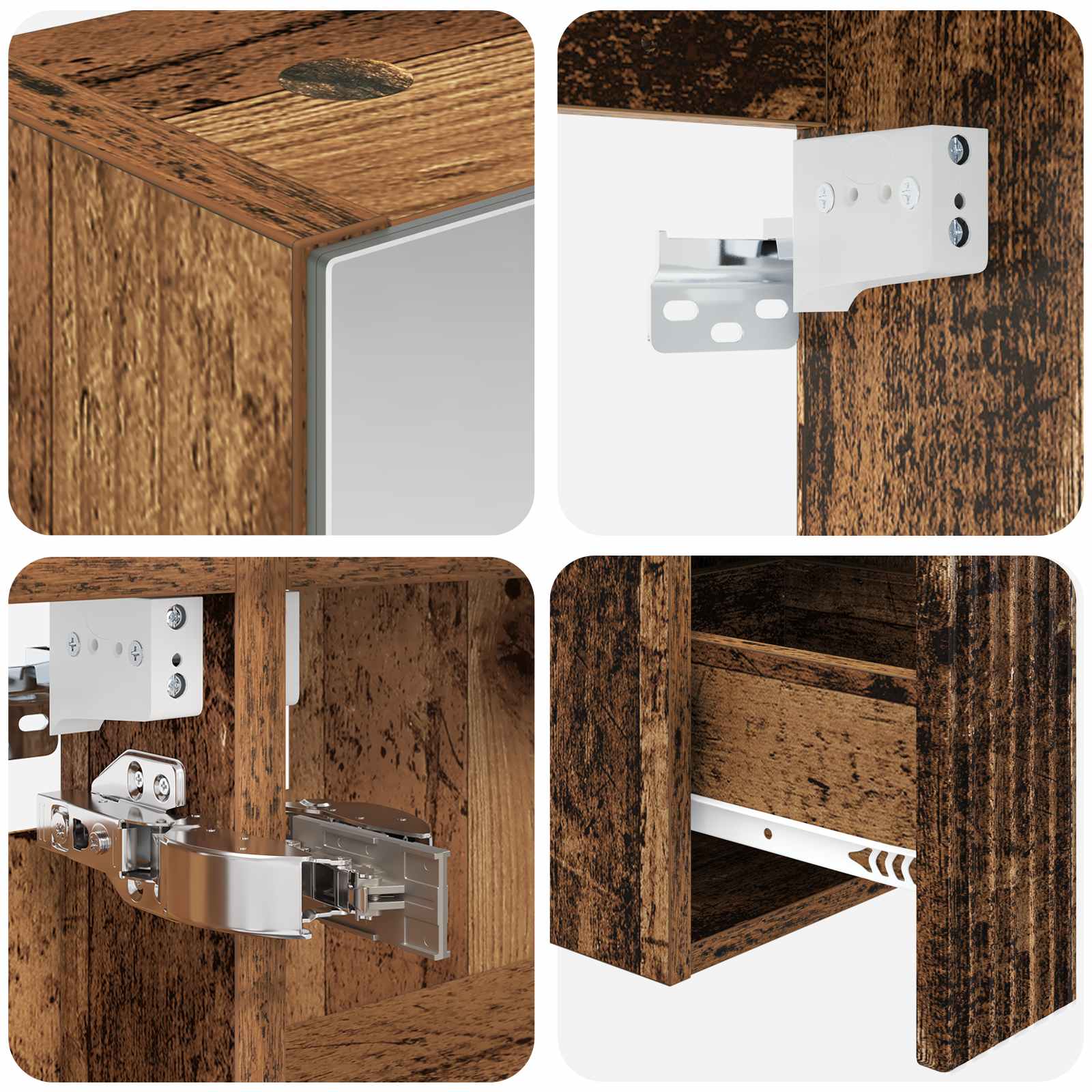 Badkamerkastenset 5 pcs Oud hout 50 x 14,5 x 70 cm Bewerkt hout - Afbeelding 9