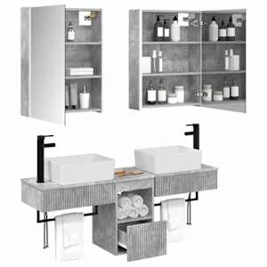 Sada koupelnových skříněk 5 pcs Betonově šedá 53 x 15,5 x 70 cm - obrázek 3