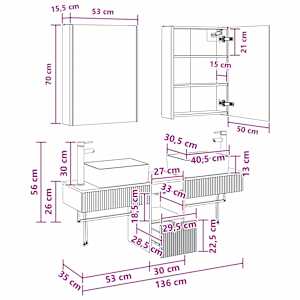 Sada koupelnových skříněk 5 pcs Betonově šedá 53 x 15,5 x 70 cm - obrázek 14
