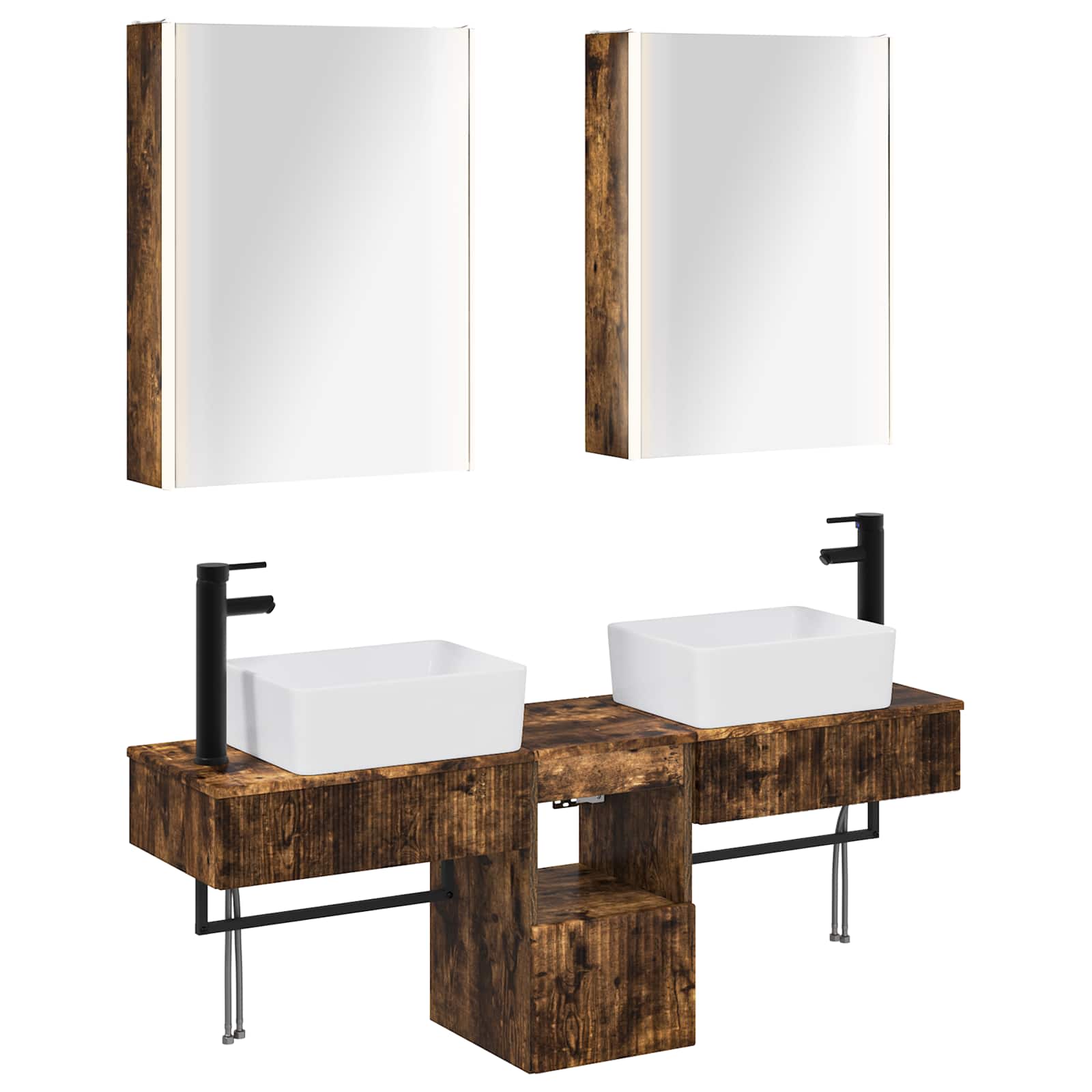 Комплект шкафове за баня 5 pcs Опушен дъб 53 x 15,5 x 70 см – изображение 2