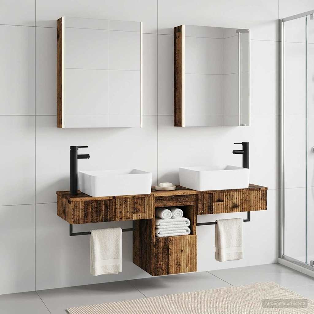  Σετ Ντουλαπιών Μπάνιου 5 pcs Παλαιωμένο ξύλο 53 x 15,5 x 70 εκ. V-3406333