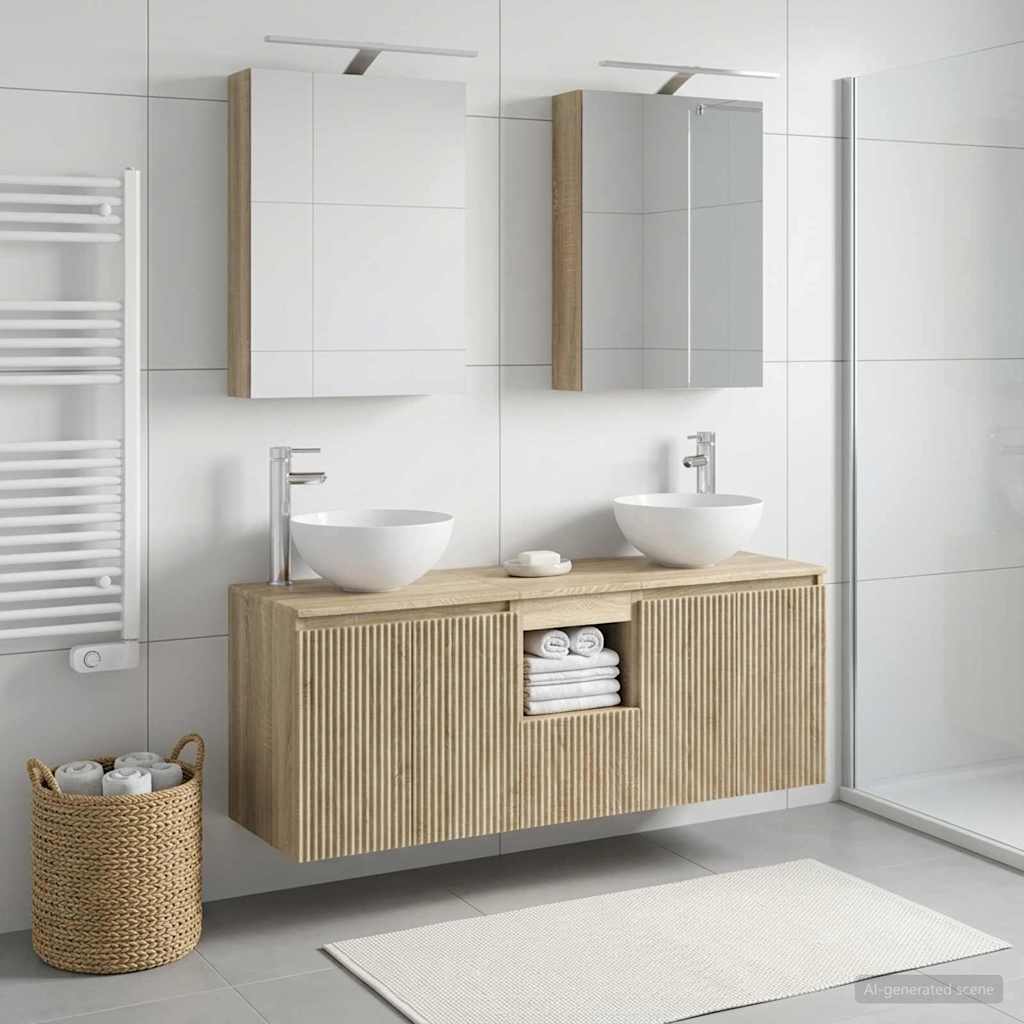 Badkamerkastenset 5 pcs Sonoma Eiken 50 x 14,5 x 70 cm - Afbeelding 4