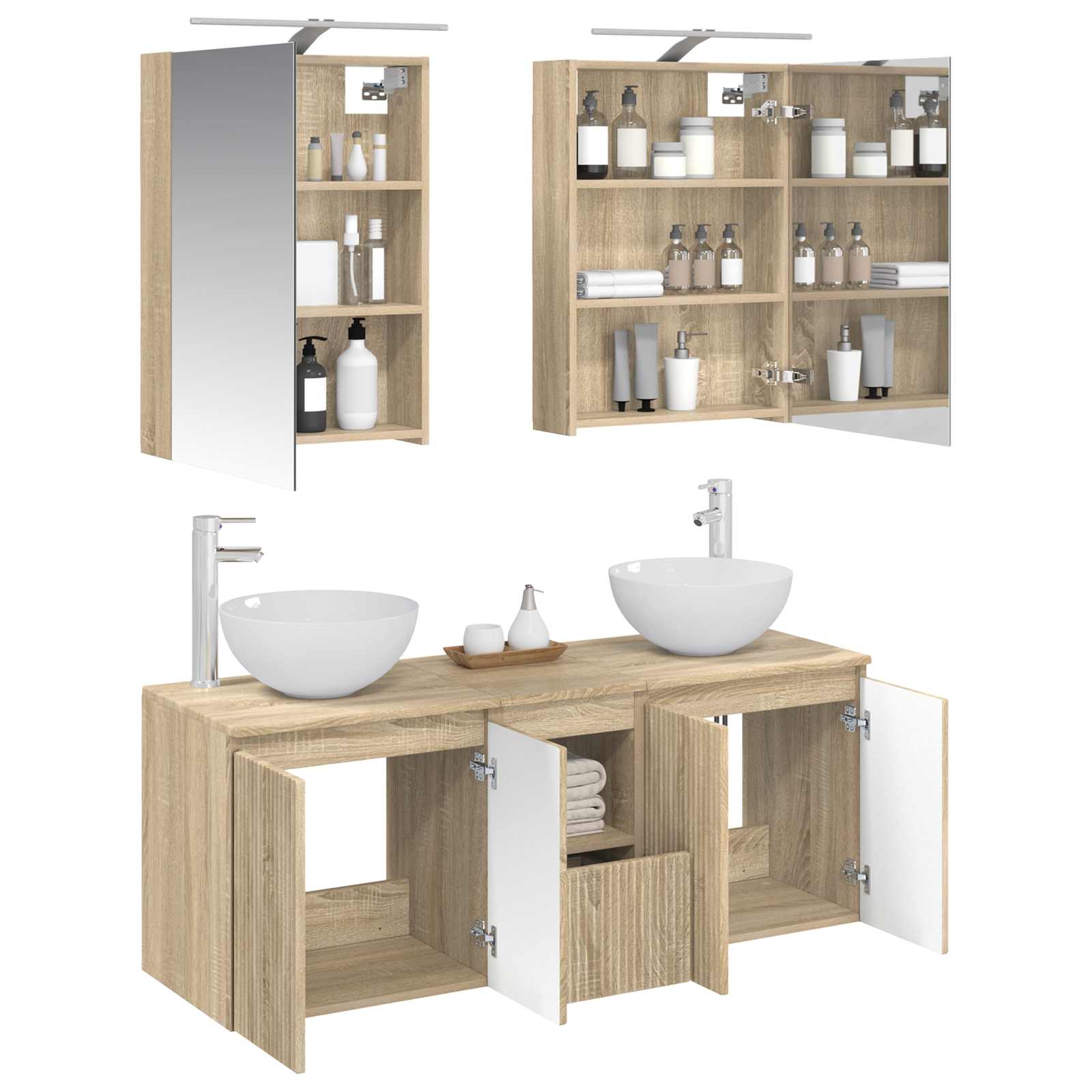 Badkamerkastenset 5 pcs Sonoma Eiken 50 x 14,5 x 70 cm - Afbeelding 3