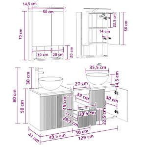 Sada koupelnových skříněk 5 pcs Bílá 50 x 14,5 x 70 cm - obrázek 13