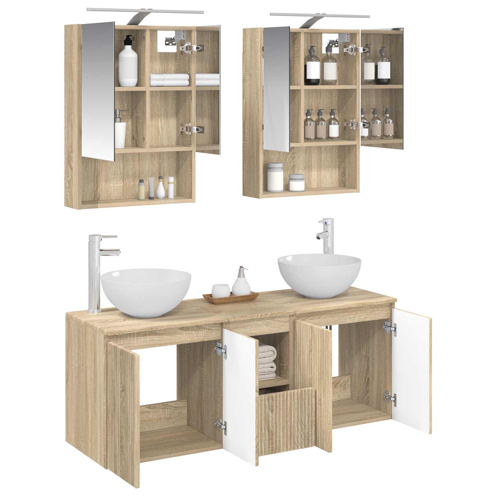 Комплект шкафове за баня 5 pcs Дъб сонома 50 x 14,5 x 70 см – изображение 3