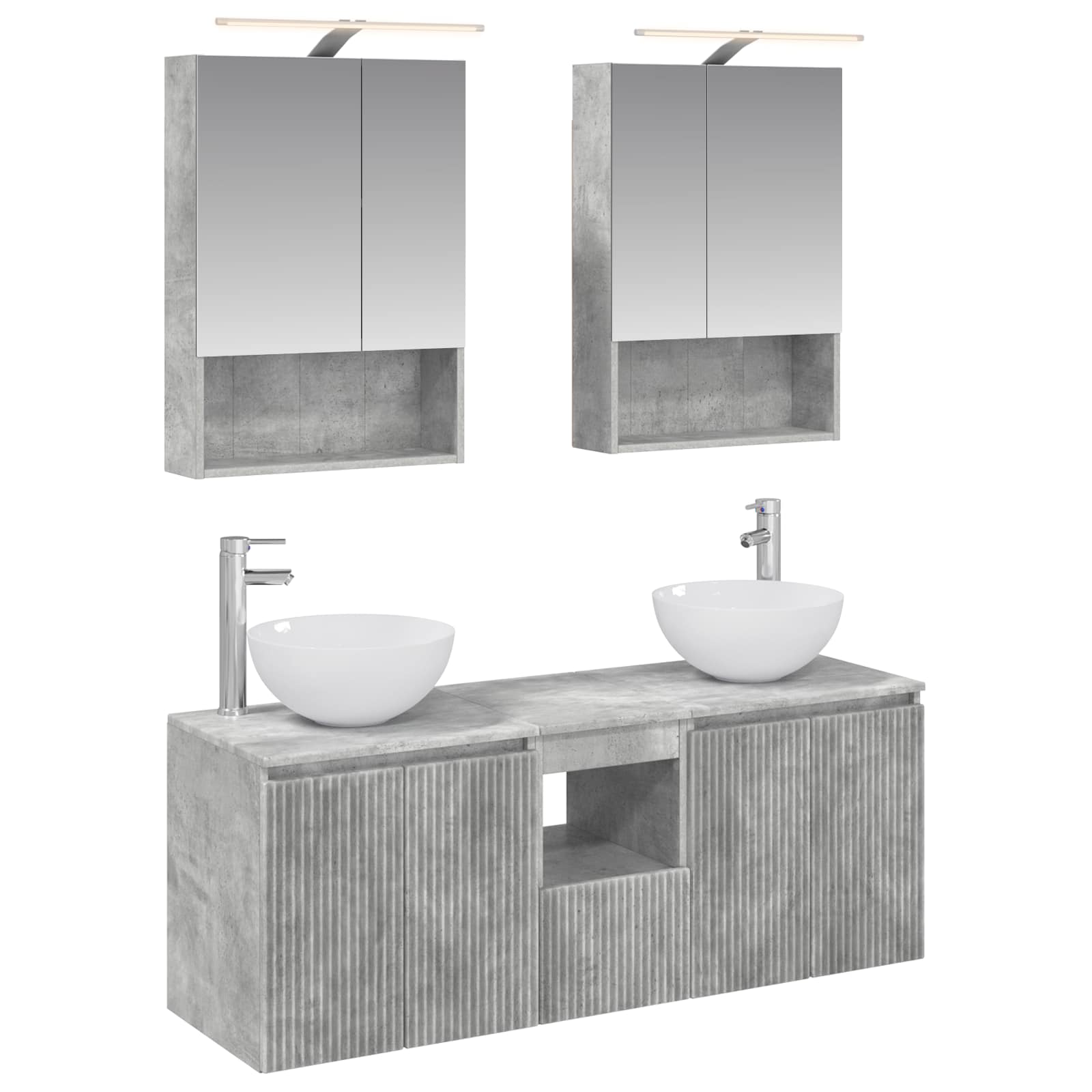 Комплект шкафове за баня 5 pcs Бетонно сиво 50 x 14,5 x 70 см – изображение 2