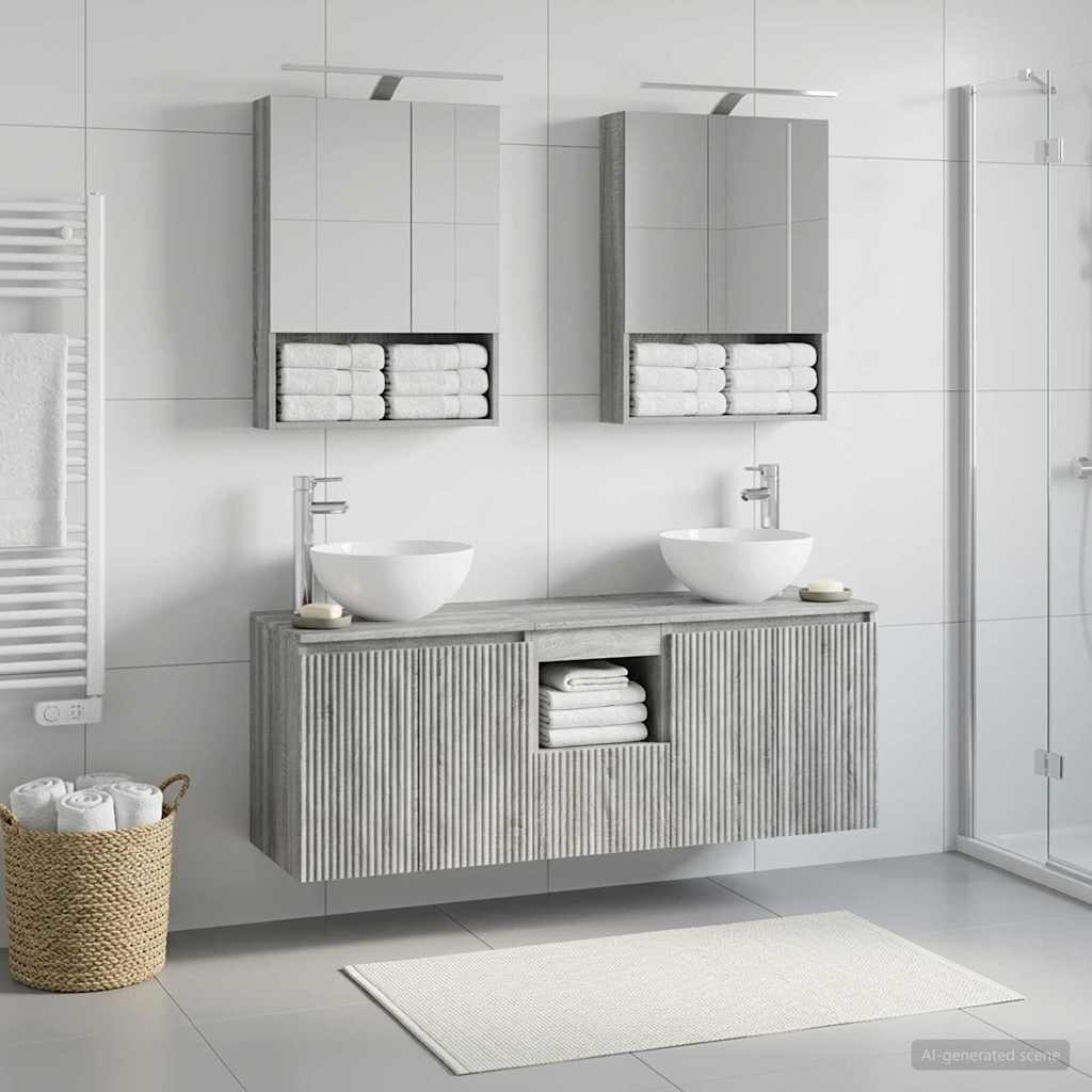Badkamerkastenset 5 pcs Grijs Sonoma 50 x 14,5 x 70 cm